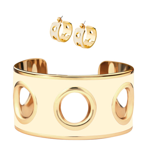 Eyelet Cuff & Earrings <br> White Sand <br> Set of 2