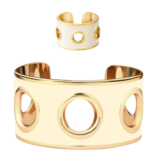 Eyelet Cuff & Ring <br> White Sand <br> Set of 2