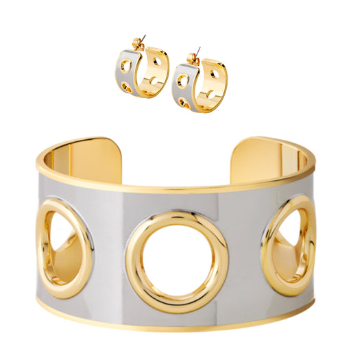 Eyelet Cuff & Earrings <br> Gold/Silver <br> Set of 2