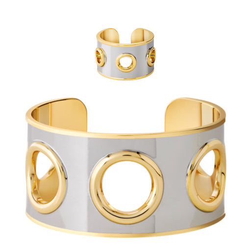 Eyelet Cuff & Ring Gold/Silver <br> Set of 2