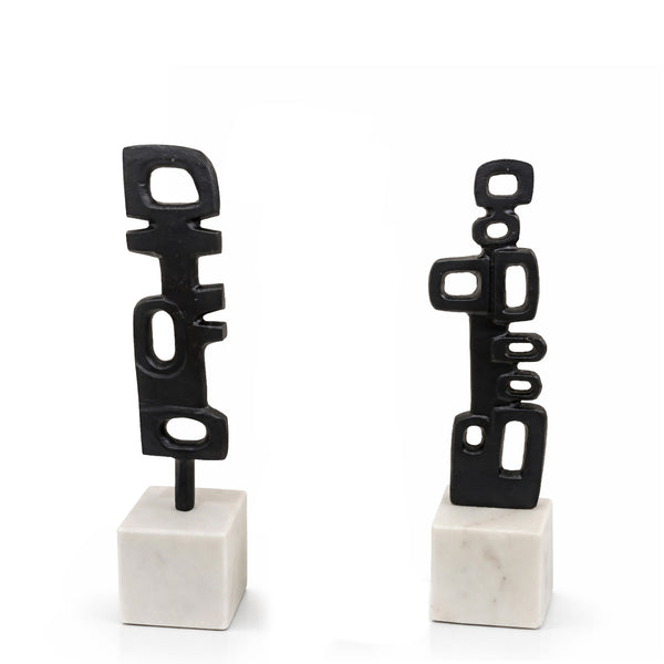 Sculptures with Marble Base <br> Set of 2