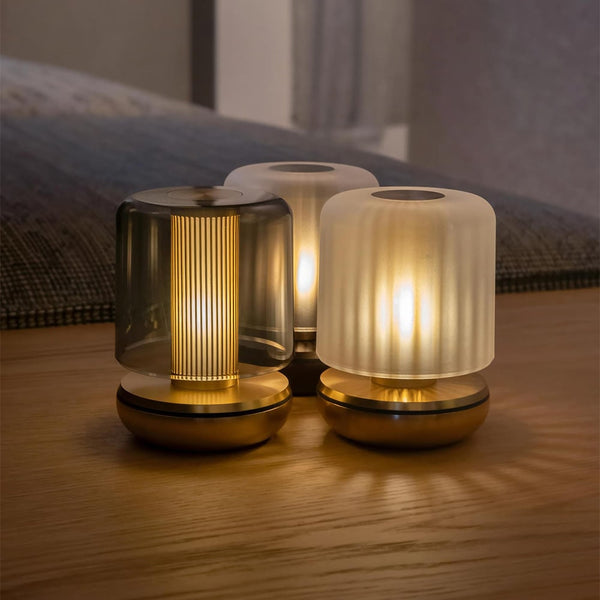 Humble Firefly <br> Rechargeable Table Lamp <br> Gold Body & Frosted Shade
