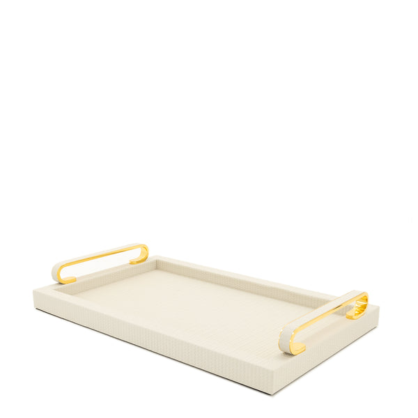 Foscari Tray with Chrome Handles <br> Cream <br> (L 40 x W 25) cm