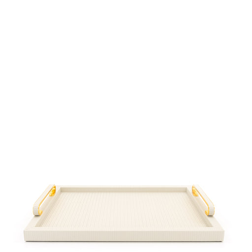 Foscari Tray with Shiny Gold Handles <br> Cream <br> (L 45 x W 32) cm