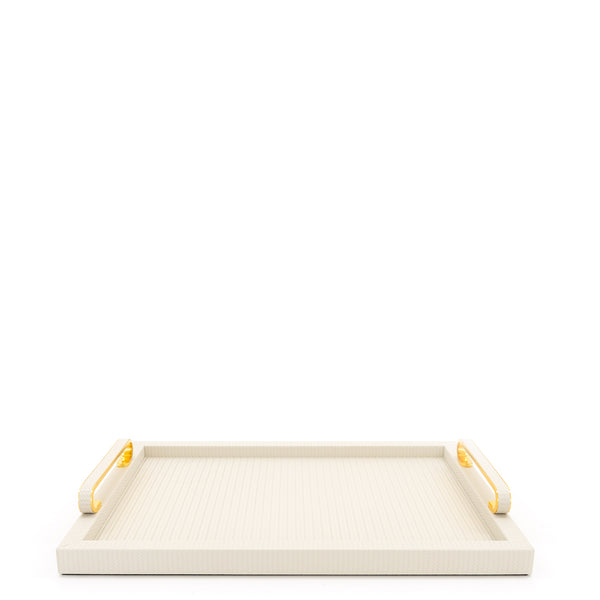 Foscari Tray with Chrome Handles <br> Cream <br> (L 45 x W 32) cm