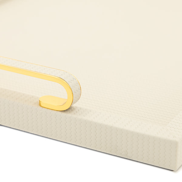 Foscari Tray with Shiny Gold Handles <br> Cream <br> (L 45 x W 32) cm