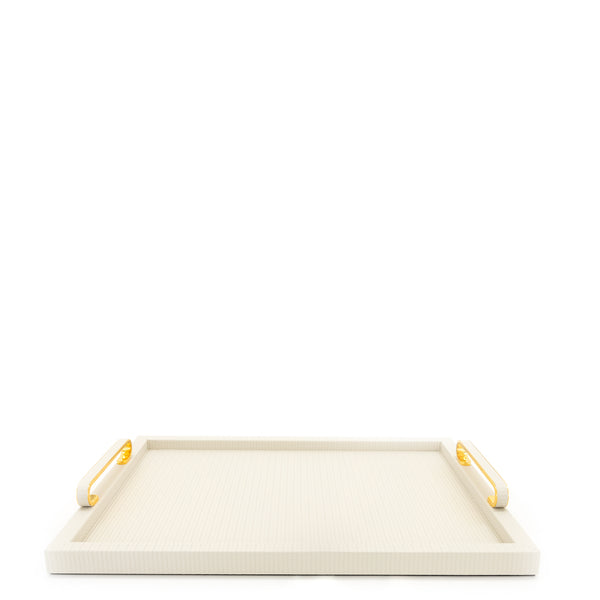 Foscari Tray with Shiny Gold Handles <br> Cream <br> (L 50 x W 37) cm