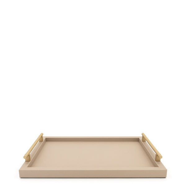 Dafne Tray with Black Knurled Handles <br> Taupe <br> (L 45 x W 32) cm