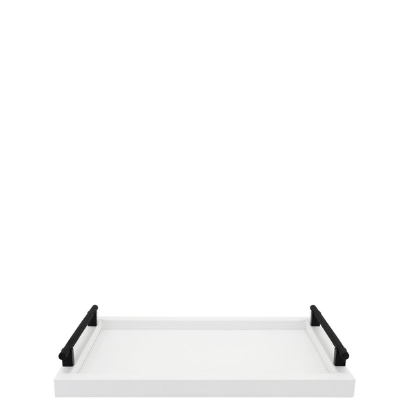 Dafne Tray with Black Knurled Handles <br> White <br> (L 40 x W 25) cm