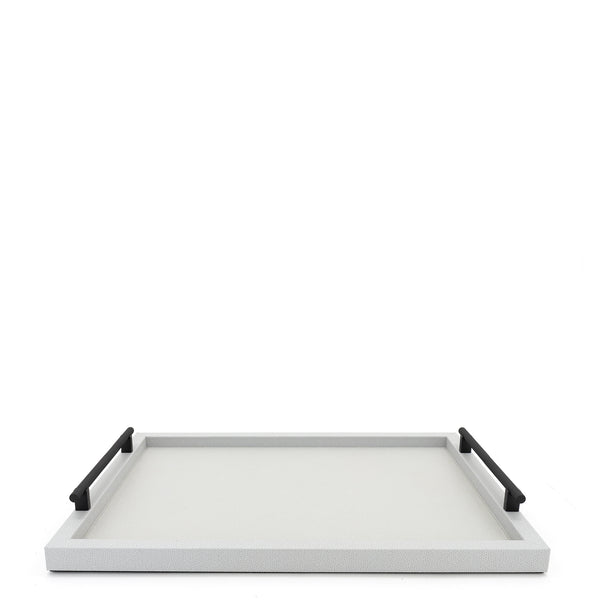 Dafne Tray with Black Knurled Handles <br> Light Grey <br> (L 50 x W 37) cm