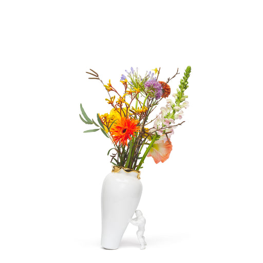 My Superhero Vase <br> Glossy White and 24 Carats Gold <br> (H 15) cm