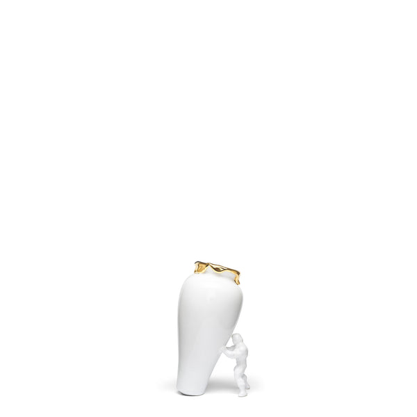 My Superhero Vase <br> Glossy White and 24 Carats Gold <br> (H 15) cm