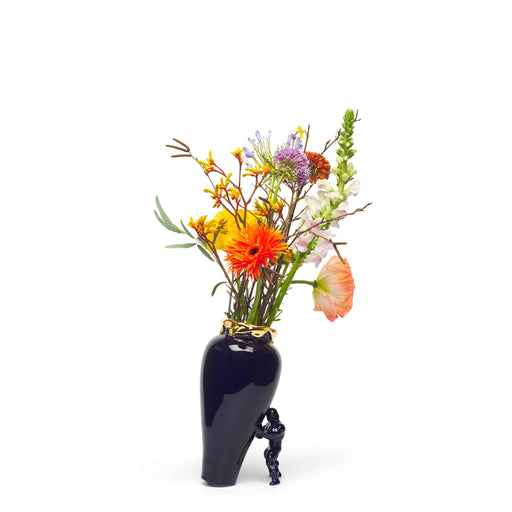 My Superhero Vase <br> Glossy Blue and 24 Carats Gold <br> (H 15) cm