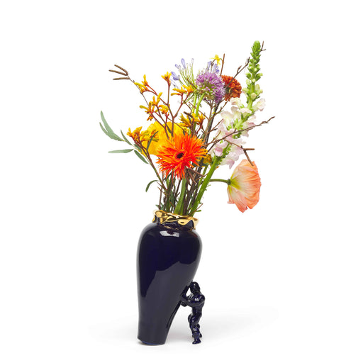 My Superhero Vase <br> Glossy Blue and 24 Carats Gold <br> (H 27.5) cm