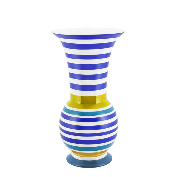 Geo Lines Vase <br> Blue and Gold <br> (D 22 x H 40) cm
