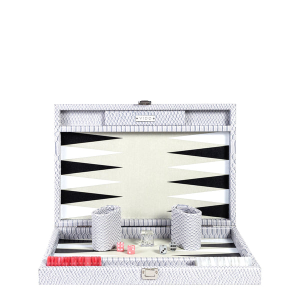 Cool Grey & Pink Snake <br> Backgammon Set <br> (L 38 x W 24.5) cm
