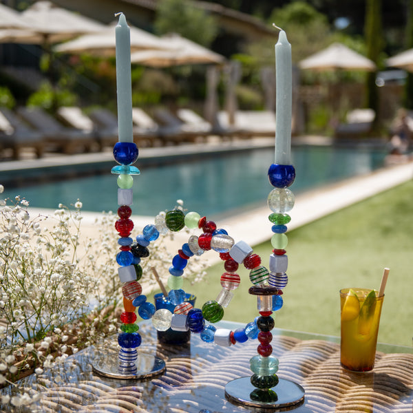 Beads Candle Holder <br> Multi-color <br> (L 33 x W 12 x H 38) cm