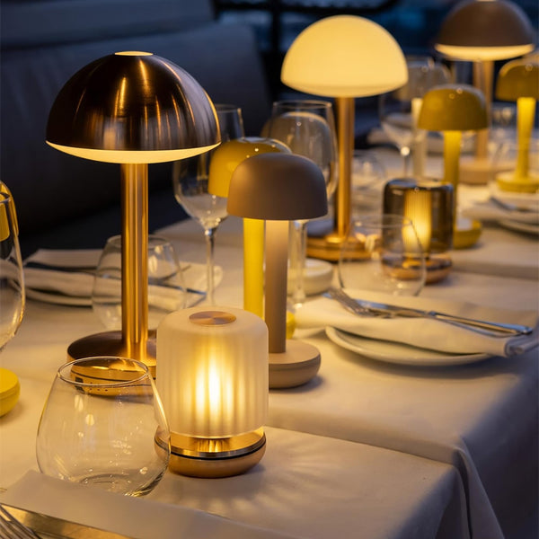 Humble Firefly <br> Rechargeable Table Lamp <br> Gold Body & Frosted Shade