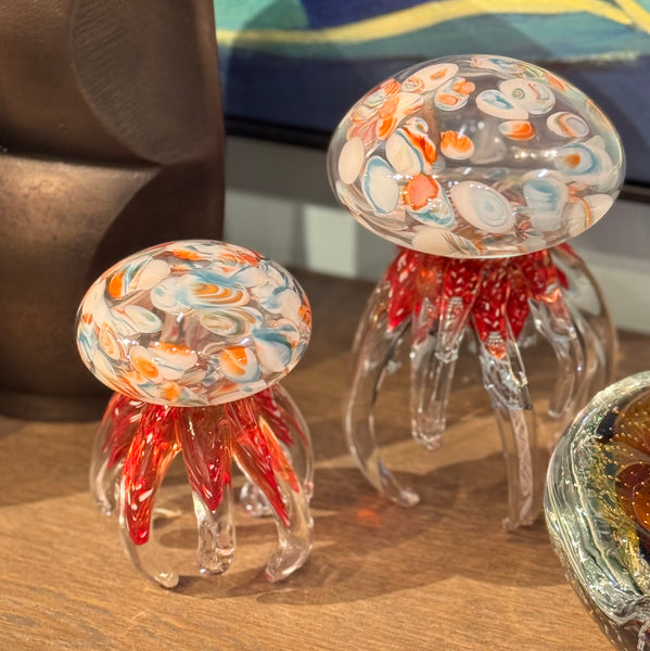 Jellyfish Decorative Ornament <br>
Blue / Red / White <br>
Set of 2