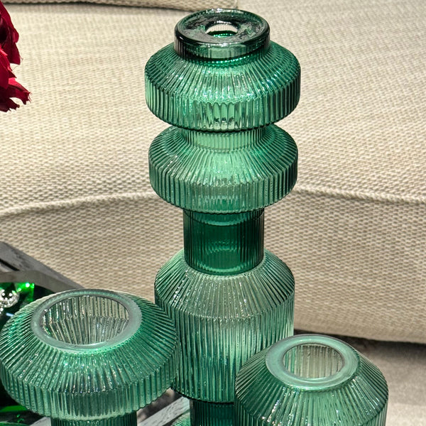 Glass Candle Holder <br> (Ø 13 x H 33) cm