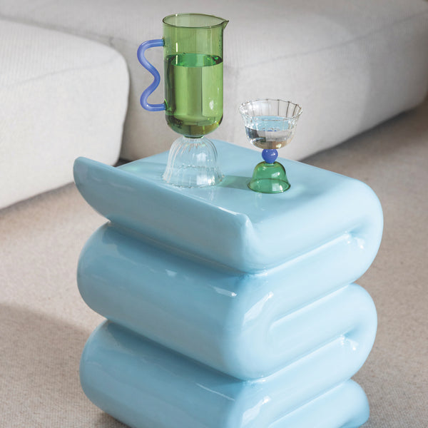 Pillar Whip Side Table <br> 
Blue
<br> (L 34 x W 34 x H 46) cm