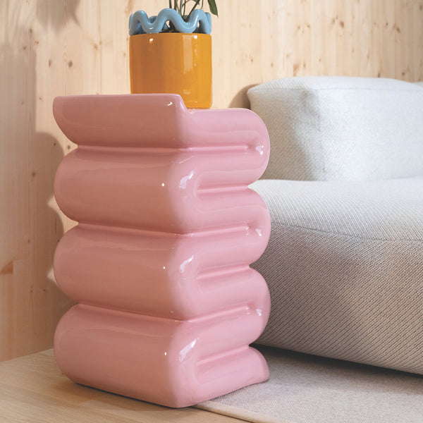 Pillar Whip Side Table <br> 
Pink
<br> (L 34 x W 34 x H 62) cm