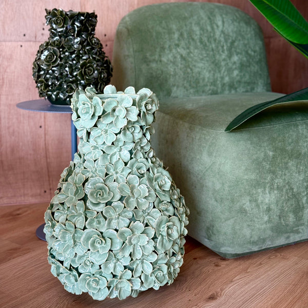 Roses Vase <br> Dark Green <br> (Ø 26 x H 30) cm
