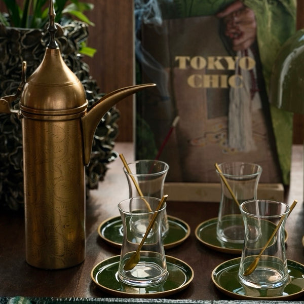 Enamel Teacup <br> Green <br> Set of 6