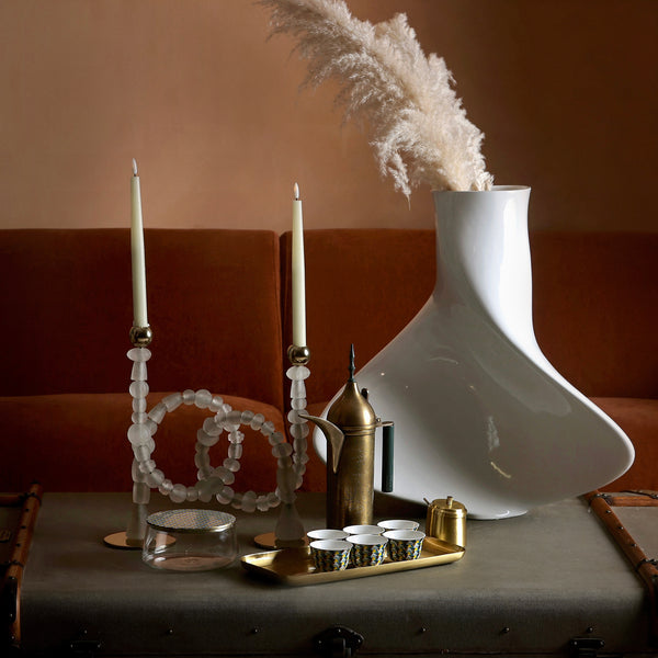 Beads Candle Holder <br> White <br> (L 33 x W 12 x H 38) cm