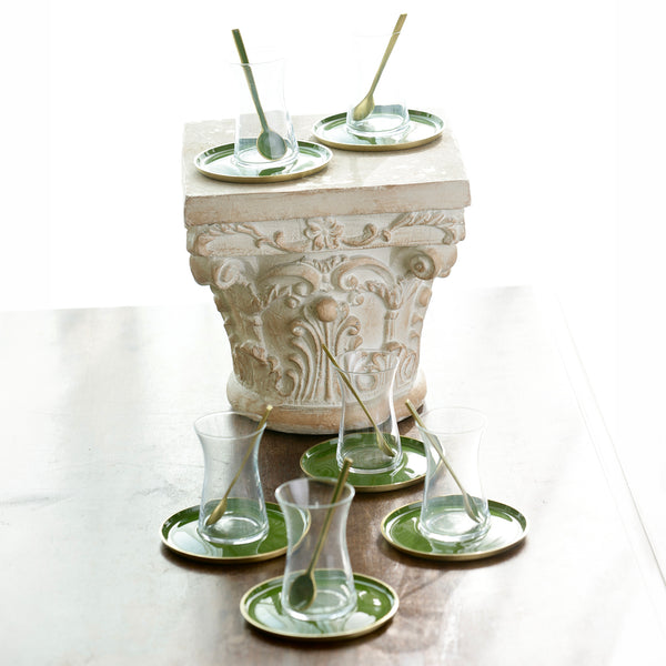 Enamel Teacup <br> Green <br> Set of 6