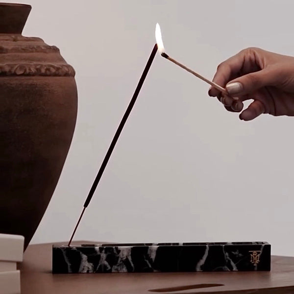 Travertine Incense Holder <br> Nero