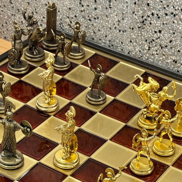 Chess Set <br> Greek Mythology on Wooden Box <br> (48 x 48) cm