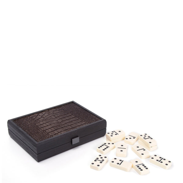 Domino Set <br> Croc Tote Wooden Case <br> (24 x 17) cm