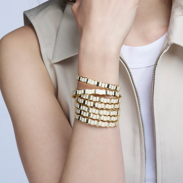 Inès Multi Thin Cuff <br> White Sand