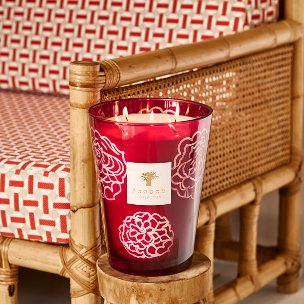 Collectible Roses Burgundy Candle <br> Basil, Tomato, Patchouli <br> Limited Edition <br> (H 35) cm