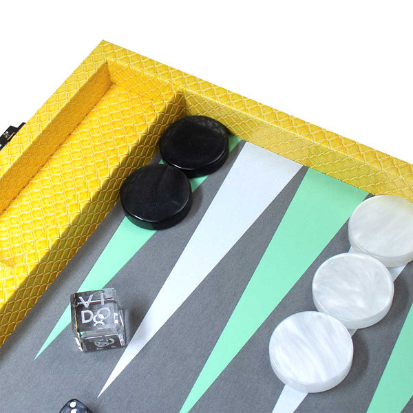 Lemon Snake <br> Backgammon Set with Handle <br> (L 52 x W 36) cm