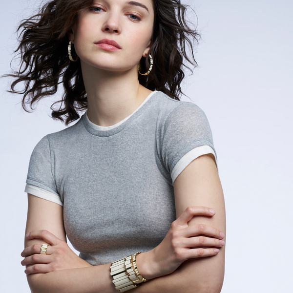 Inès Multi Hoop Earrings<br> White Sand