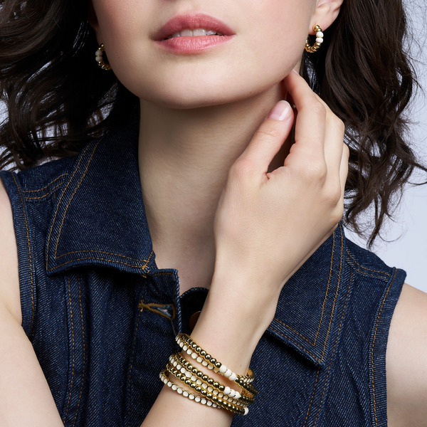 Lumi Pearl Mini Hoop Earrings<br> White Sand