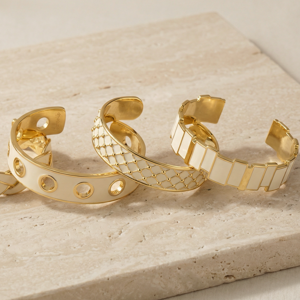 Inès Multi Thin Cuff<br> White Sand
