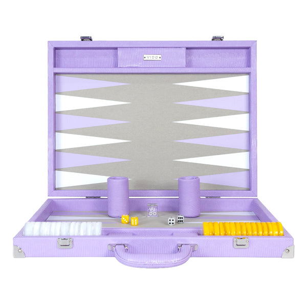 Lilac Lizard <br> Backgammon Set with Handle <br> (L 52 x W 36) cm