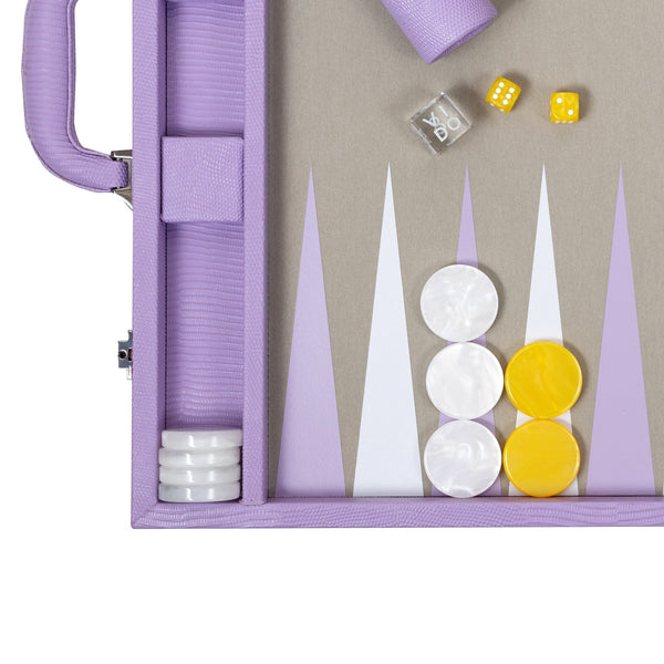 Lilac Lizard <br> Backgammon Set with Handle <br> (L 52 x W 36) cm