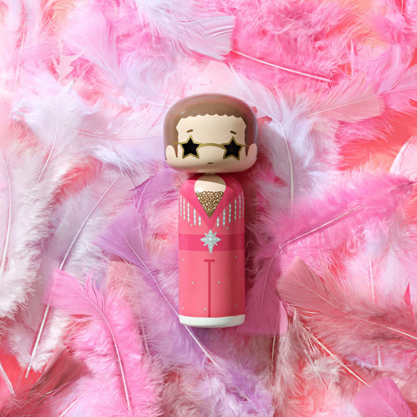 Elton Pink Outfit Kokeshi Doll <br>
(H 14.5) cm