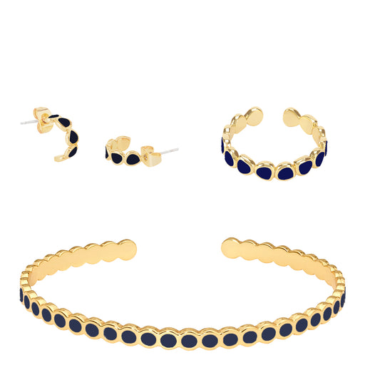 Lumi Cuff, Earrings & Ring <br> Midnight Blue <br> Set of 3