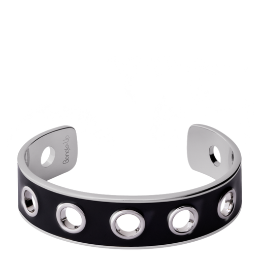 Eyelet Bracelet Cuff <br>
Silver / Black