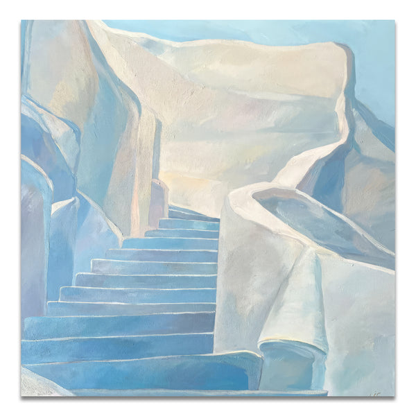 Midday. Stairs of Santorini. Greece <br> (H 60 x L 60) cm