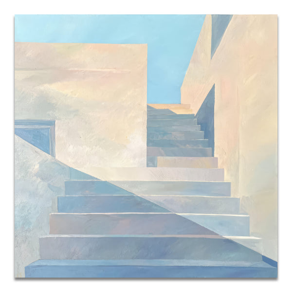 Morning. Stairs of Santorini. Greece <br> (H 60 x L 60) cm