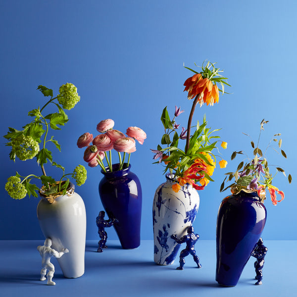 My Superhero Vase <br> Glossy White and 24 Carats Gold <br> (H 37) cm