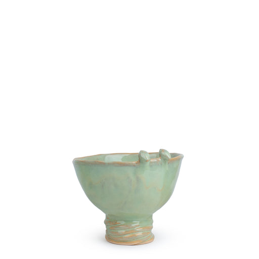 Bowl with Birds on Coil Stand <br>  
Celadon
<br> ( H 15) cm