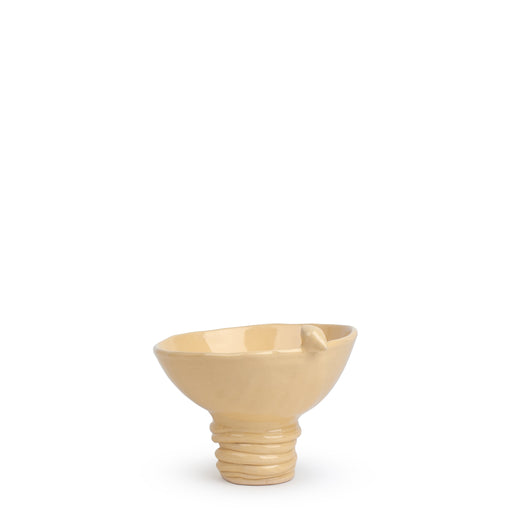 Bowl with Bird on Coil Stand <br>  
Yellow
<br> ( H 12.5) cm