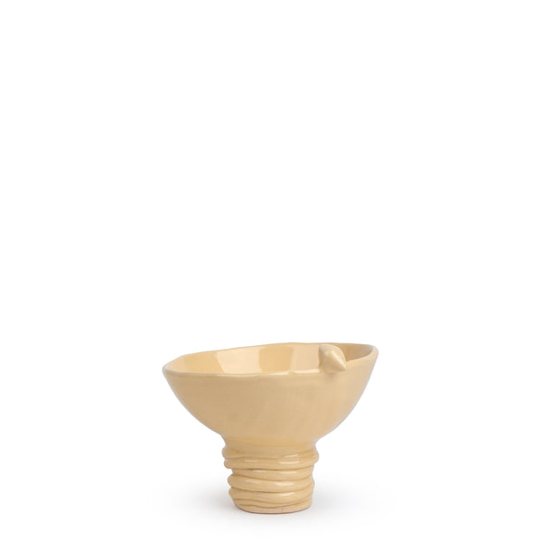 Bowl with Bird on Coil Stand <br>  
Yellow
<br> ( H 12.5) cm
